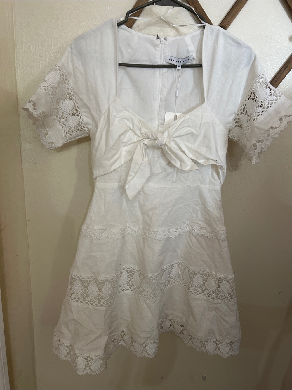 Endless Rose White Lace-Trim Mini Dress